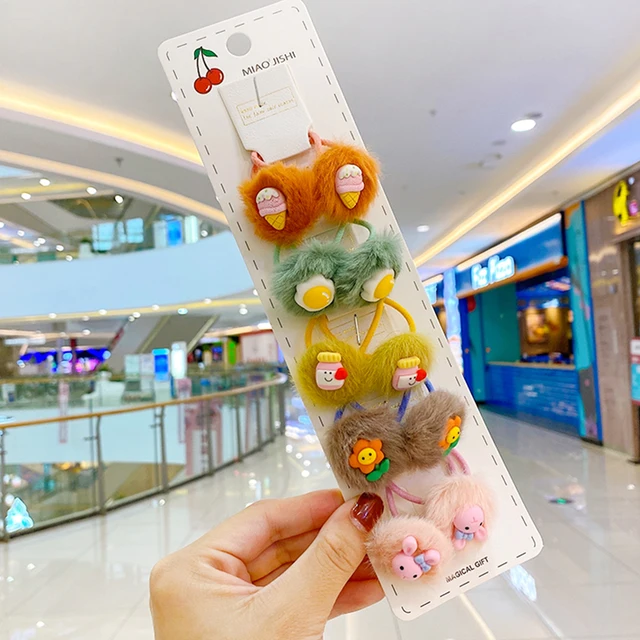10/20/24 Pcs/Set Baby Girls Cute Cartoon Flower Scrunchies Rubber Bands Children Lovely Elastic Hair Bands Kids Hair Accessories ice cream-10 Pcs