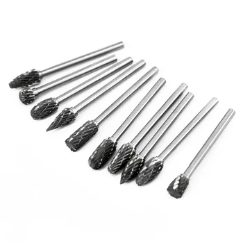 

10 Head Tungsten Carbide Rotary Point Burr Die Grinder 6mm Head Bit Set Use