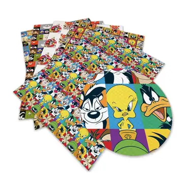 

DIY craft supplies 30 cm x 136 cm cartoon printed faux leather sheets for bows material decoration. L1821-1825