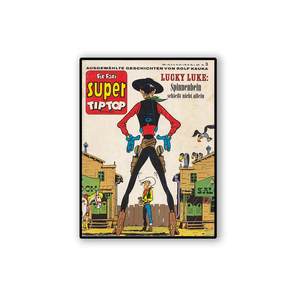 Lucky Luke Belgain Comics чехлы на холсте Живопись старинный крафт плакаты классические настенные клеящиеся Настенные обои для детской спальни