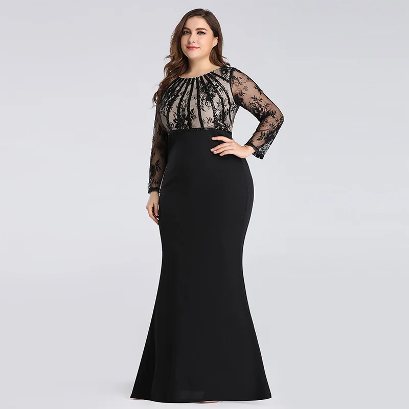 It's Yiya вечернее платье Черное Кружевное Вечернее Платье с круглым вырезом De Soiree плюс размер платье в пол платья для вечеринок C563