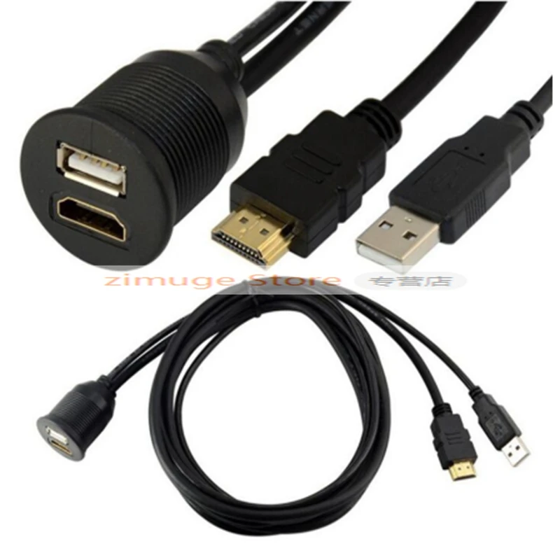 Автомобильный HDMI AUX удлинитель HDMI и USB два расширения с панельным креплением автомобильный аудио видео HD кабель 1 м 2 м