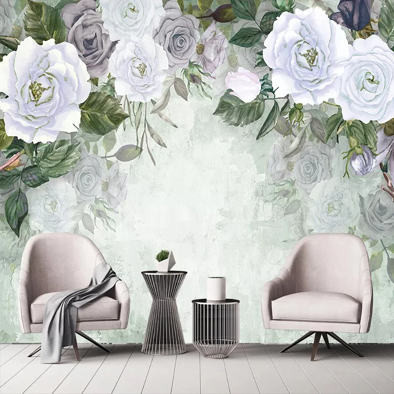 

3D Wallpaper Retro Hand-Painted Rose Flowers Photo Wall Murals Living Room Bedroom Romantic Home Decor Wall Papers Papel Murals