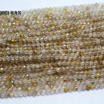 

Meihan natural golden rutilated quartz faceted 3.8mm (4strands/set) round loose beads stone for jewelry design DIY making