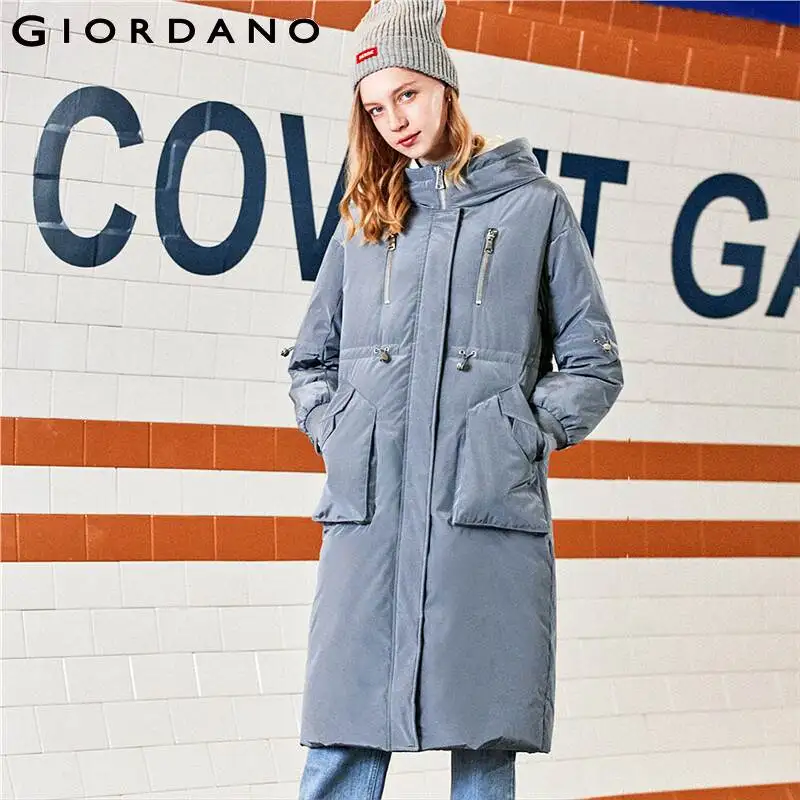 Куртка Giordano женская из белого утиного пуха ветрозащитный пуховик на молнии с