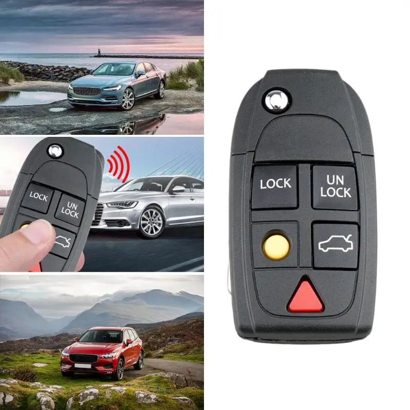 5 Buttons Key Case Shell Car Remote Key Shell Flip Folding Key Fob Case Cover Replacement for Volvo S60 S80 V70 XC70 XC90