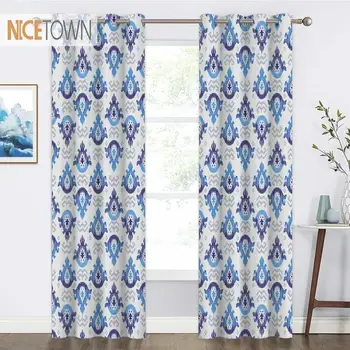 

NICETOWN Damask Pattern Bedroom Curtains Vintage Artistic Window Panels Classic Home Decor Grommet Dining Room Bedroom