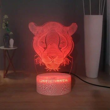 

Animal Tiger Home Decor Light Panthera tigris LED Night Light Switch Children Table Lamp Colorful USB Touch 3D Acrylic Desk Lamp