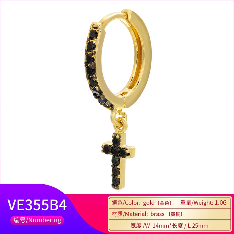 ZHUKOU 2021 NEW Gold/Silver color small hoop Earrings crystal mini cross hoop earrings for women Fashion jewelry wholesale VE355 ZHUKOU 2021 NEW Gold/Silver color small hoop Earrings crystal mini cross hoop earrings for women Fashion jewelry wholesale VE355