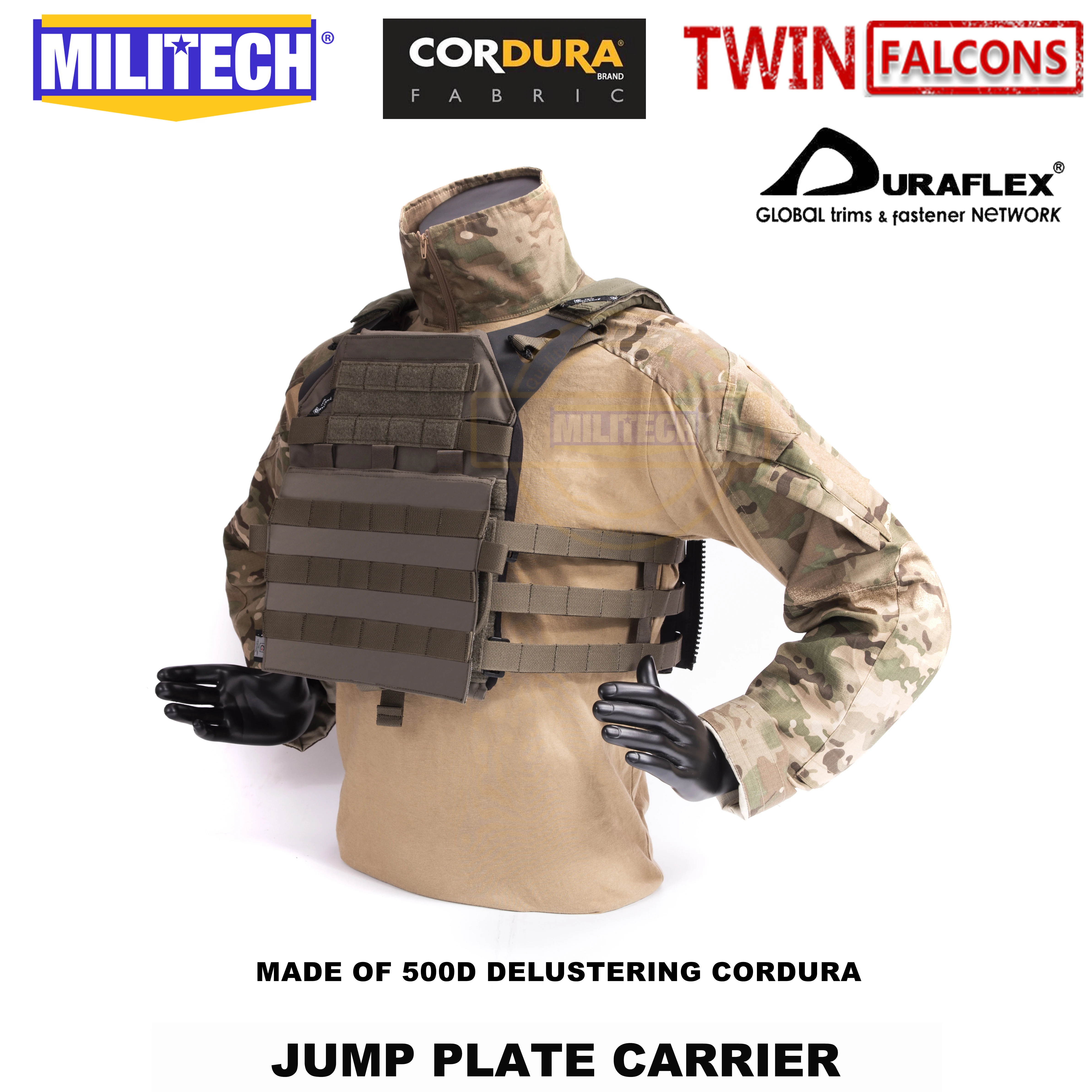 MILITECH TWINFALCONS Jump Plate Carrier Made Of Authentic 500D Cordura Mil  Spec Molle Modular Combat Tactical Vest