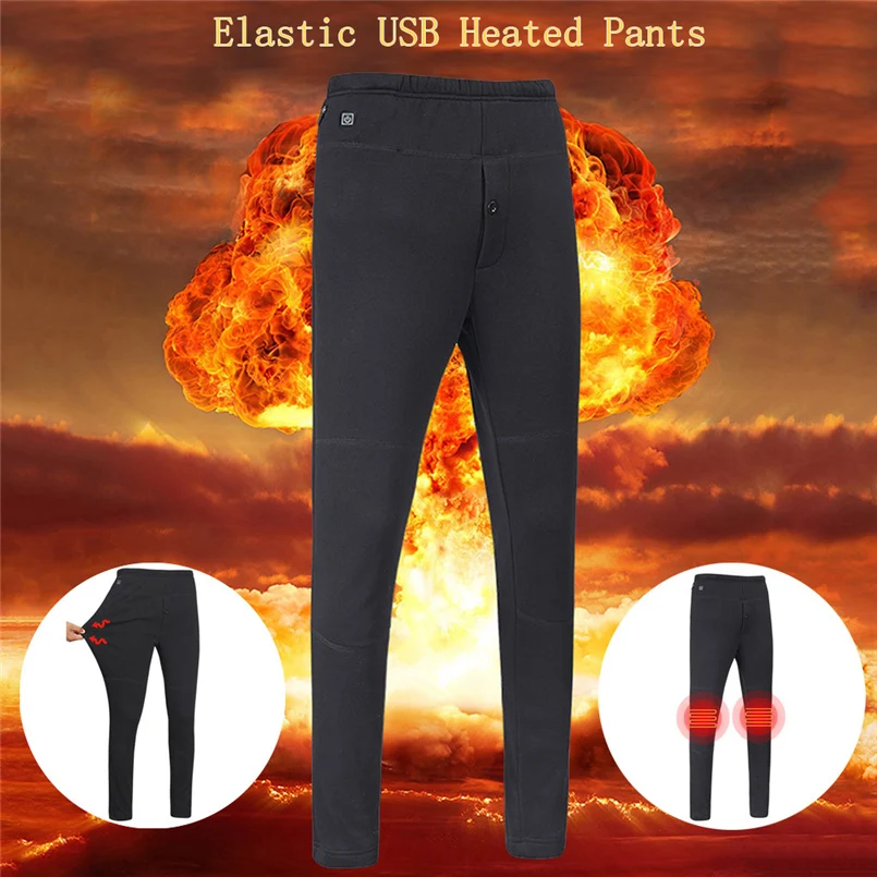 Electric pants warm layer elastic USB charging heating underwear men and women winter ski pants for boys and girls ski 30N21 (4)