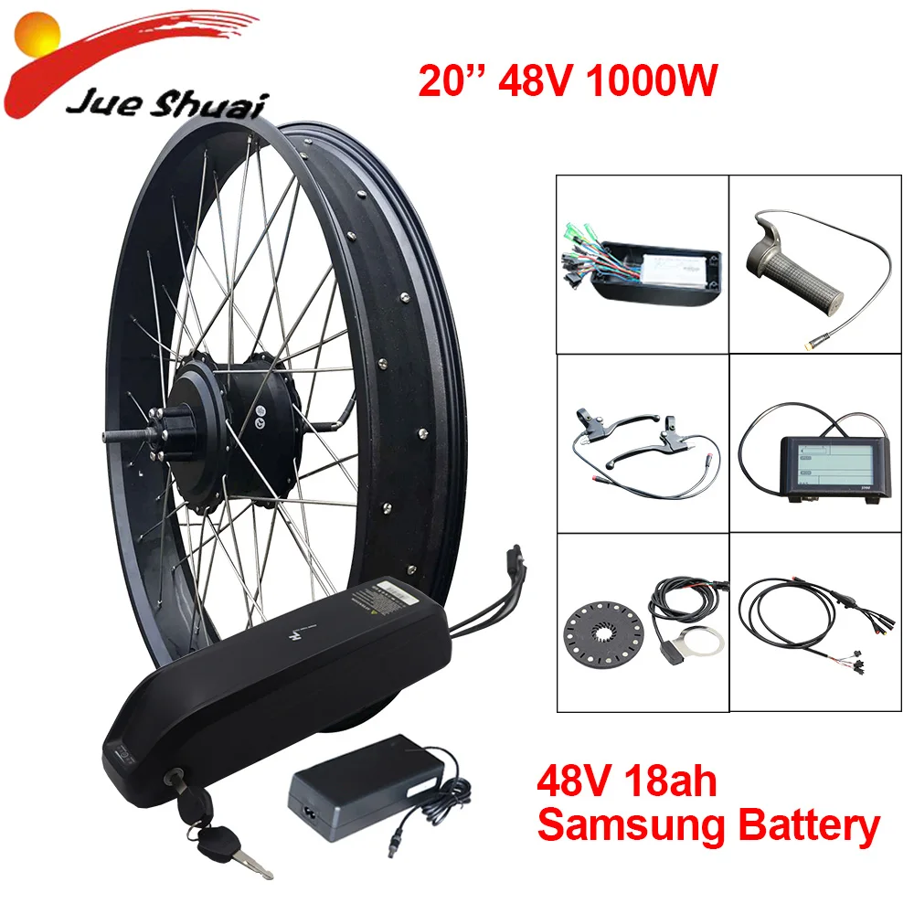 20inch 48V18AH Sam 20''26 ''4. 0 комплект для электрического велосипеда 48V1000W безщеточный ступица шины задний мотор колеса литиевая батарея Bicicleta электрический комплект E-Bike - Цвет: 20inch 48V18AH Sam