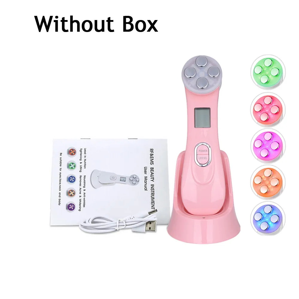 Pink Without Box 5 в 1, мезотерапия для лица, Электропорация, радиочастотный светодиодный фотонотерапевтический прибор, EMS, лифтинг для лица, косметический аппарат для ухода за кожей - Цвет: Pink Without Box