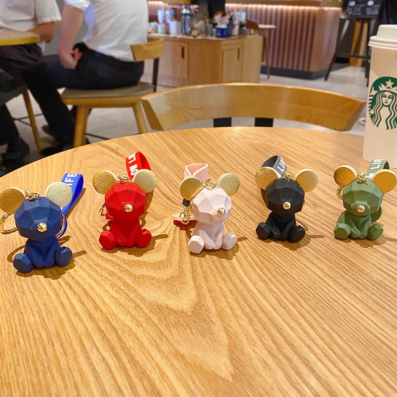 Cartoon Simple Bear Keychain Student School Bag Pendant Couple Car Key Ring Ring Girl Decoration Accessories Gift Hand Palm Toy