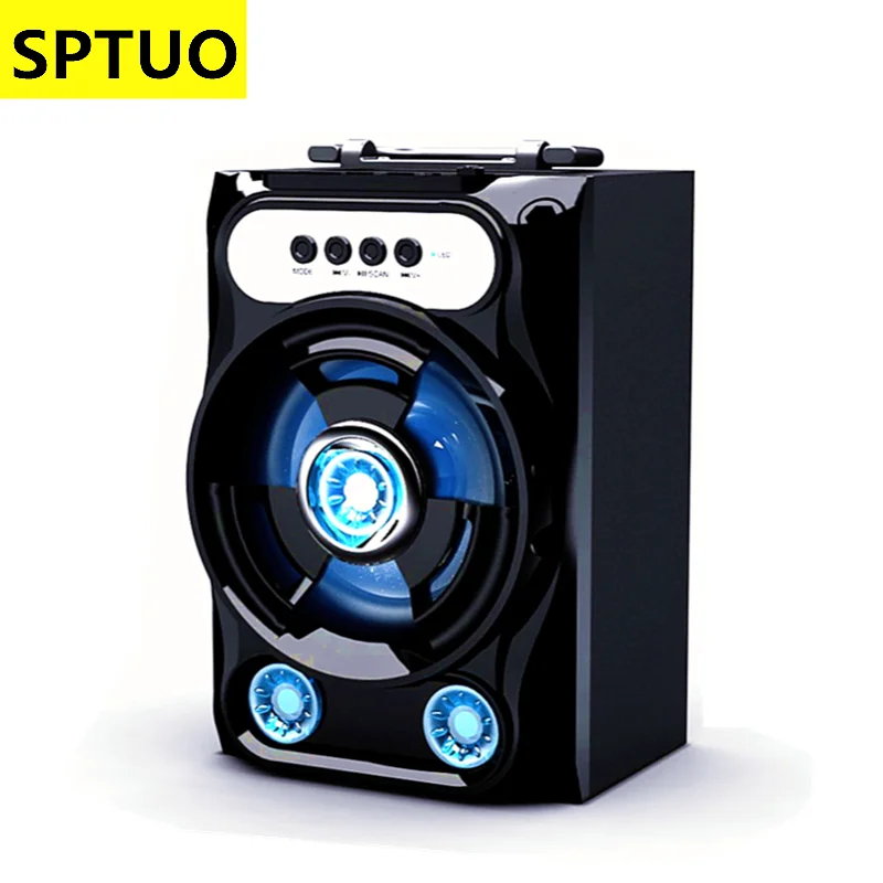 Bluetooth Колонка SPTUO портативная с сабвуфером FM радио TF AUX USB|Портативные колонки| |