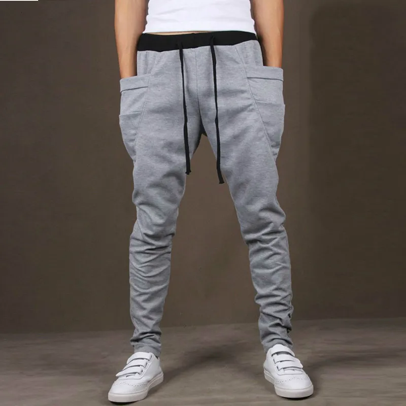 Men Pants Sweatpants Gyms Hip Hop Harem Joggers Pants Mens Joggers Solid Big Pocket Pants Casual Men New Male Sporting Trousers