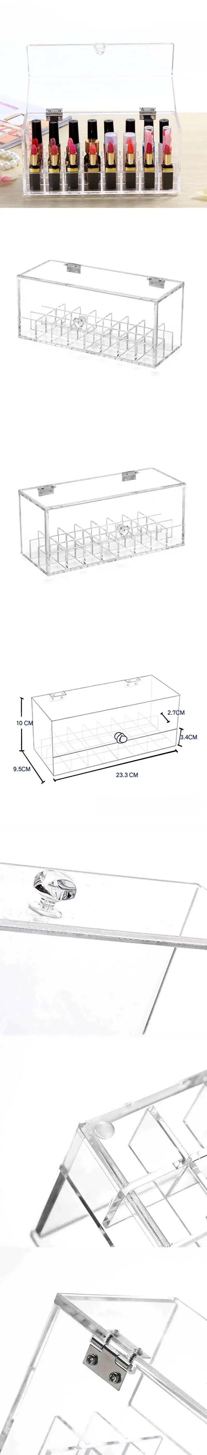 Пылезащитный акриловый стенд для губной помады, органайзер для макияжа, 24 Сетки для хранения