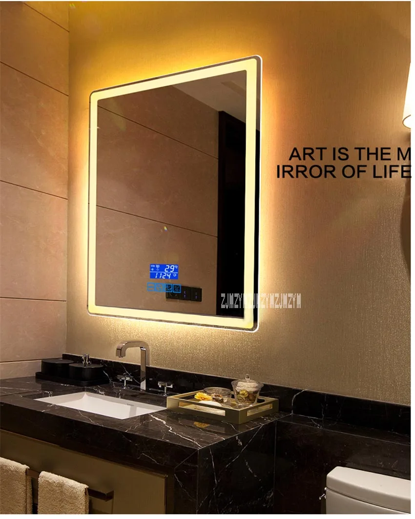 CTL305 умное зеркало скругленный угол настенный Ванная комната зеркало светодиодный HD сенсорный выключатель взрывобезопасная усиленная Защитная противотуманное зеркало 110 V/220 V