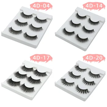 

New Style 3-Pairs 4D Mink False Eyelashes Natural Densely Cross Realistic Makeup Extension Tool Hot Selling