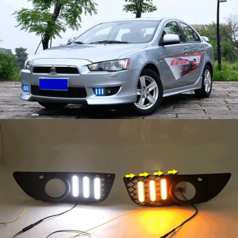

Светодиодные дневные ходовые огни DRL, противотуманные фары 12 В, автомобильные ходосветильник s для Mitsubishi Lancer EX 2009-2014