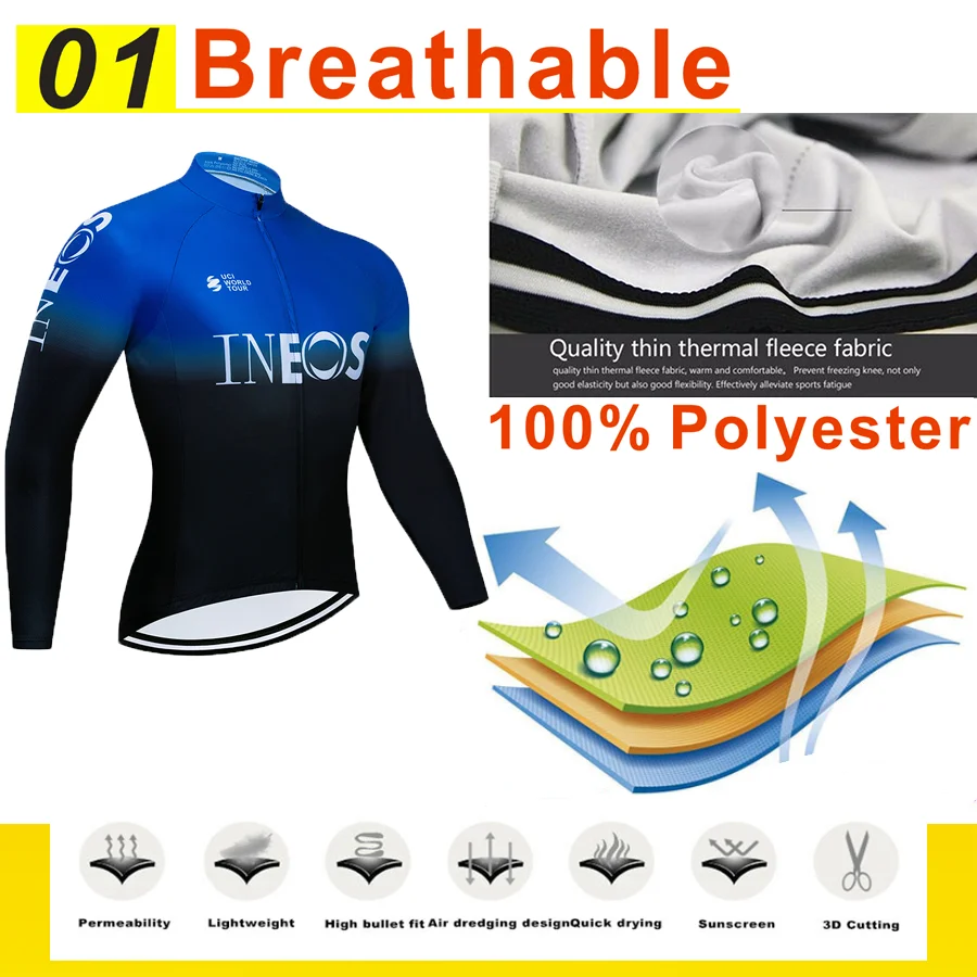 Велоспорт Джерси Pro Team INEOS зимняя флисовая одежда для велоспорта MTB велосипедный комбинезон комплект Ropa Ciclismo триатлон комплект для велоспорта