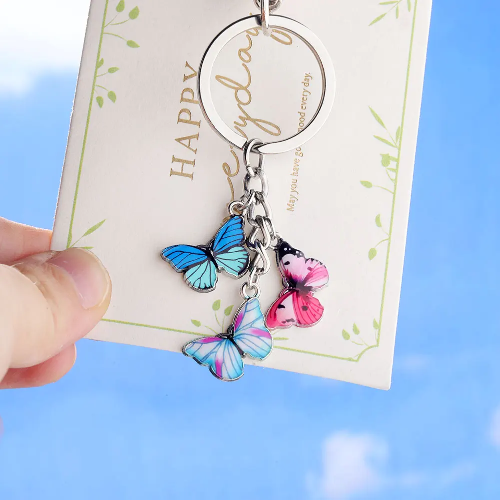10PCS New Colorful Enamel Butterfly Keychain Insects For Women Car Purse Bag Rings Pendant Charms Accessories Jewelry Gifts | Украшения и