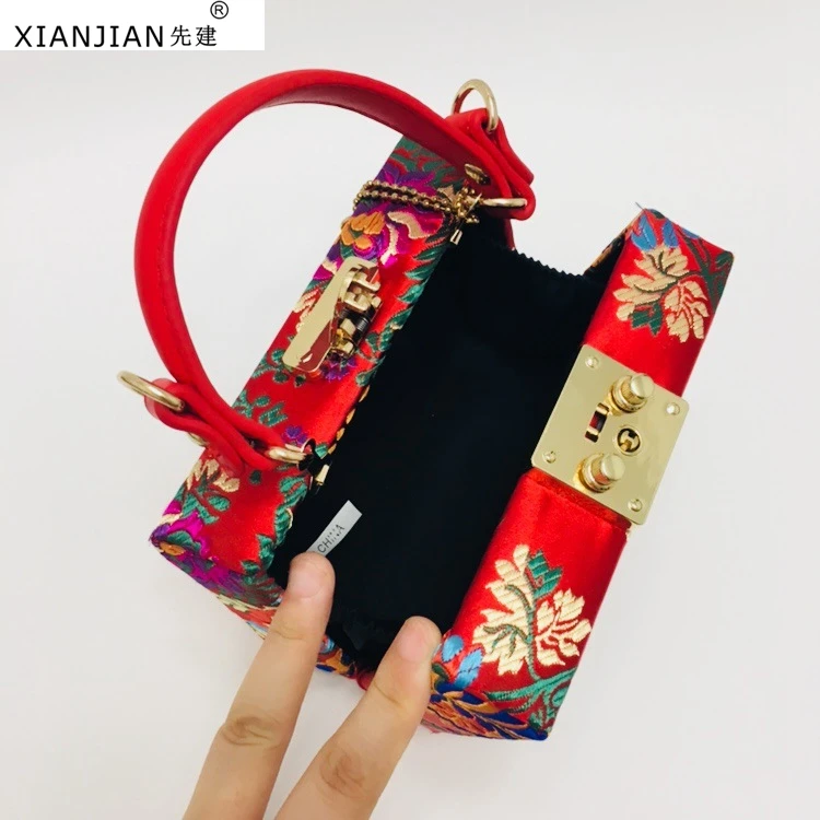 Xianjian винтажная Классическая шелковая вышитая Цветочная коробка Сумочка Qipao платье подходящая эффектная коробка Сумочка
