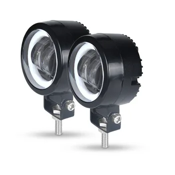 

6000K LED Work Light With Angel Eye Ring 2pcs 20W DRL For SUV ATV Red Halo