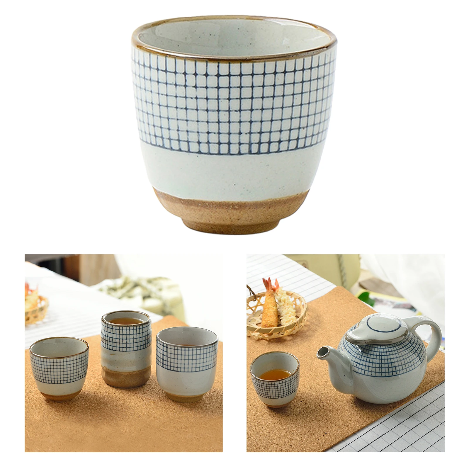 Japanese Pottery Tea Cup Mug Ceramic Teacup Yunomi Teacup Style D with Plate Japanese Pottery Tea Cup Mug Ceramic Teacup Yunomi Teacup Style D with Plate
