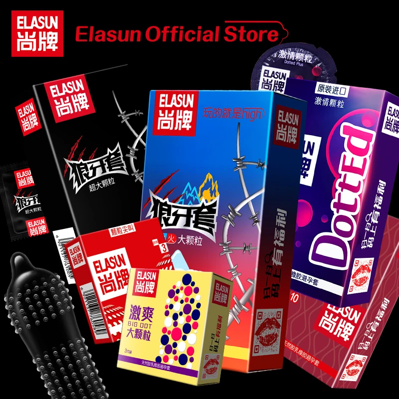 Elasun 10 шт. ледяной огонь шипованные презервативы большие точки для оргазма G