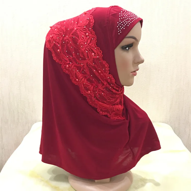 New fashion luxury Lace crystal muslim hijab scarf stretchy arab lady headwraps 10pcs/lot