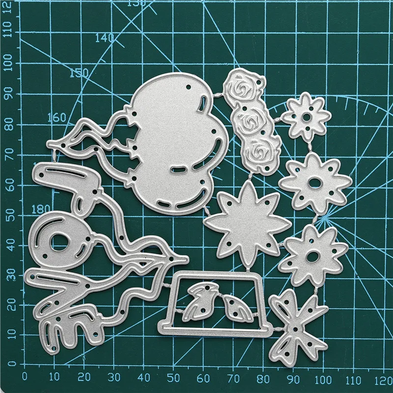 DiyArts Цветочные Штампы Сердце воздушный шар металлические Вырубные штампы
