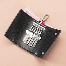 Модные большие банкноты бит Хо использовать держать ключ сплошной цвет яркая кожа женская сумка для ключей средней длины талии Висячие для использования двери автомобиля сумка