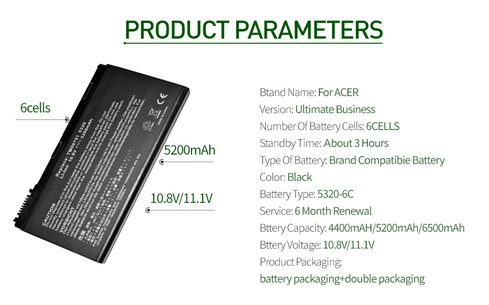 ApexWay ноутбук Батарея для ACER Extensa 5210 5220 5230 5420 5610 5620 5630 7220 7620 для TravelMate 5320 5520 5530 5710 GRAPE32
