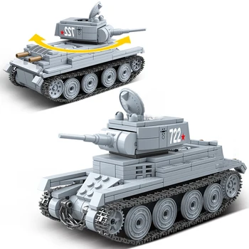 

462PCS World War II Military Soviet Union Betka BT-7 Light Tank gun Tank Model Soldier Building Block Children Toy Gift