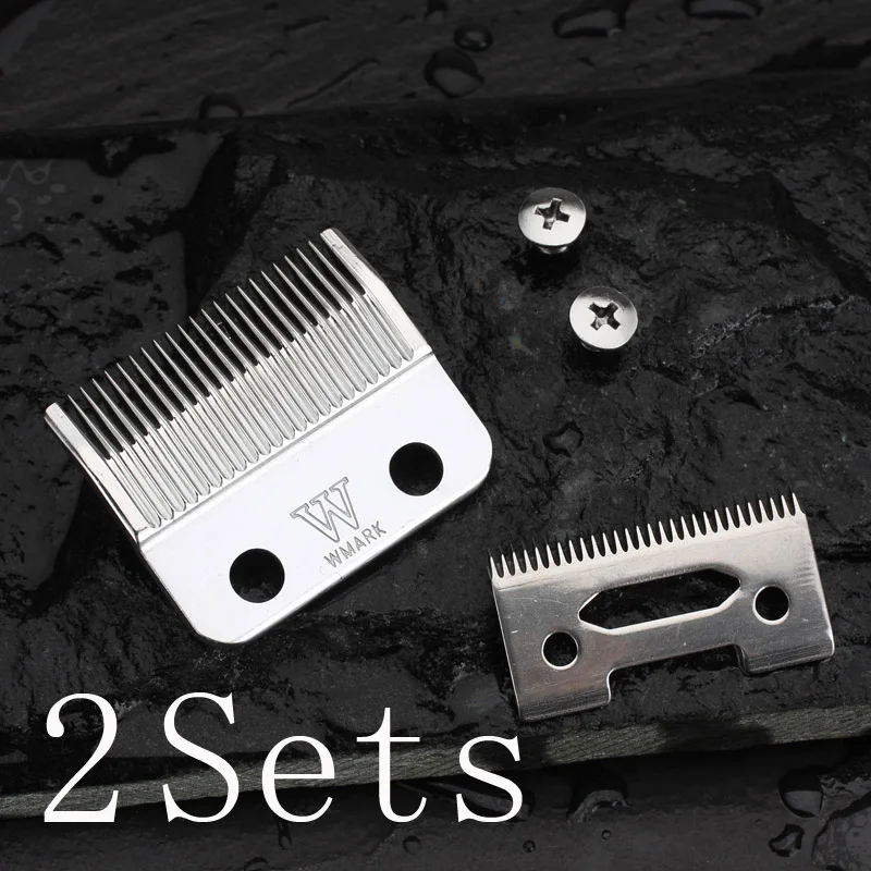Silver 2 sets WMARK лезвия профессиональная аккумуляторная машинка для стрижки волос лезвие Высококачественная карбоновая сталь машинка для стрижки аксессуары золотистого цвета для выбора Золотой винты - Цвет: Silver 2 sets