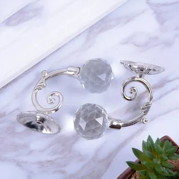 

2pcs Curtain Hooks Crystal Ball Shape Metal Tieback Hanger Window Door Cloth Holdback Holder