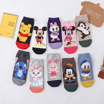 

5 Pairs Cartoon Women Cotton Short Socks Set Cute Animal Kawaii Anime Happy Funny Cat Dog Mouse Duck Princess Ladies Ankle Socks