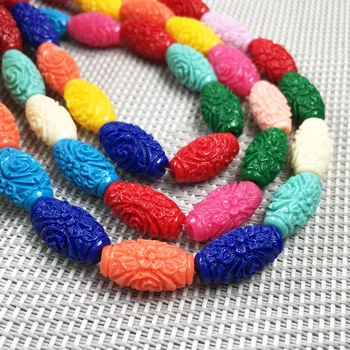 

Synthetic Coral engraving Flowers Pattern Column shape Loose Isolation Beads Beacelet For DIY Jewelry Making Crafts Accessories