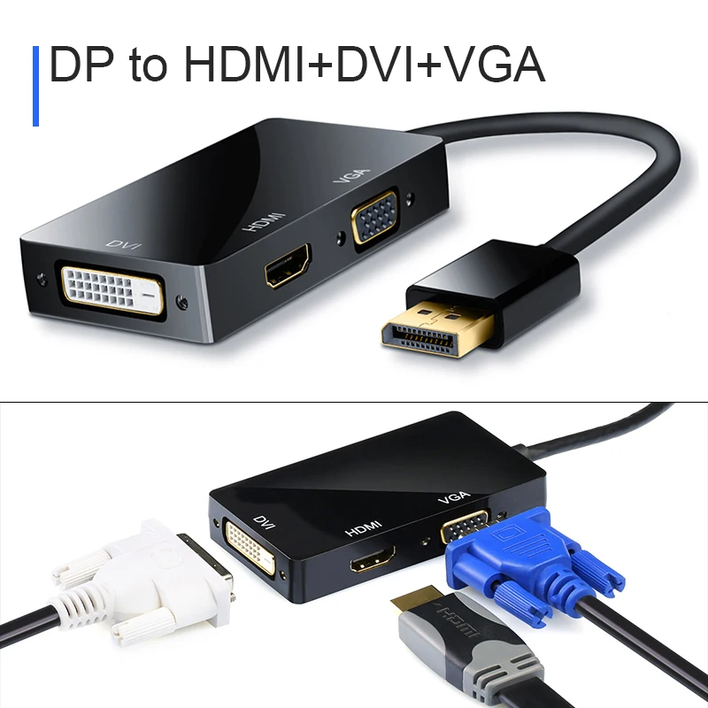 3 в 1 DP display port to DVI+ VGA+ HDMI адаптер кабель 1080P display port конвертер видео адаптер для MacBook