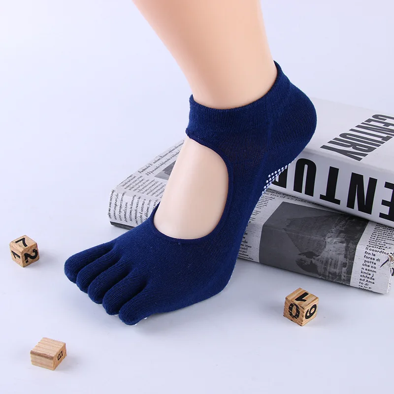 sock13 Носки для йоги с пятью пальцами, 33 цвета Нескользящие хлопковые носки для тренировок с открытой спиной одноцветные спортивные носки для велоспорта с открытым носком - Цвет: sock13