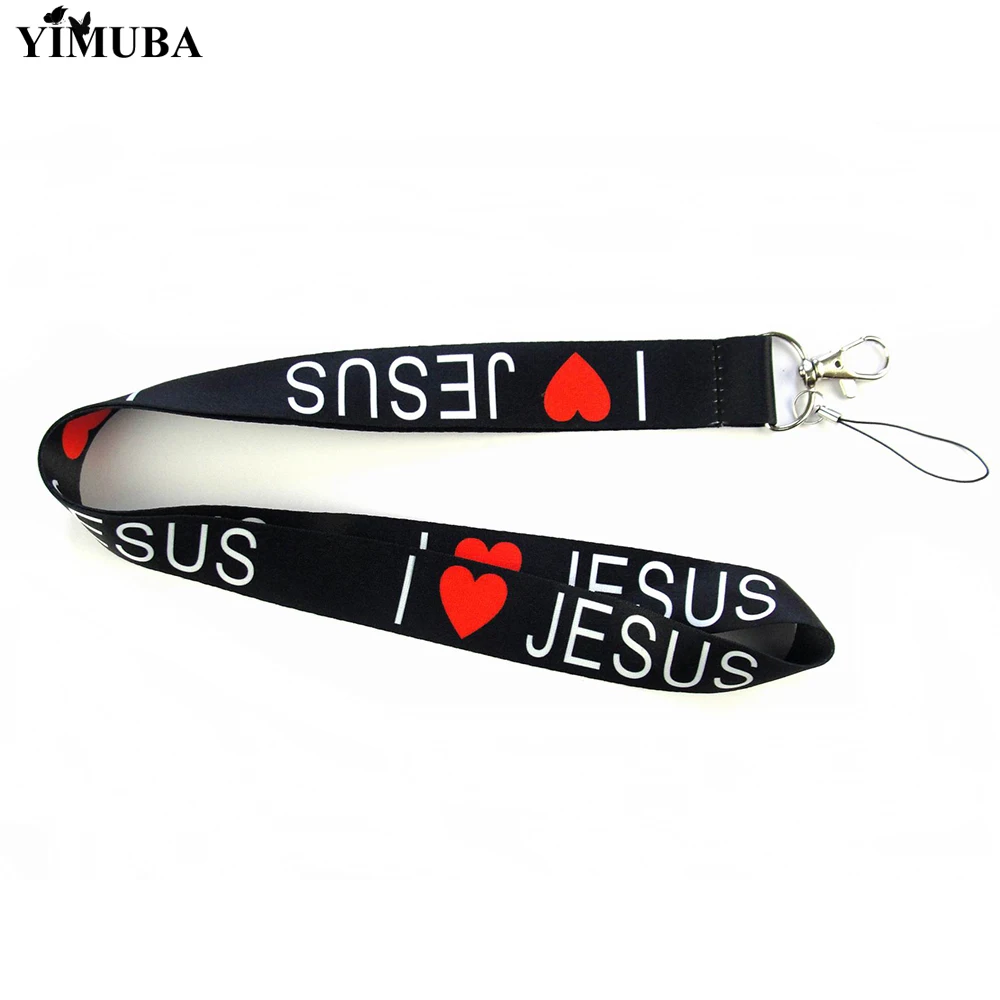Lanyard I HEART LOVE JESUS – Bleu Et Blanc – Porte-clés Pour Clés – Occasion