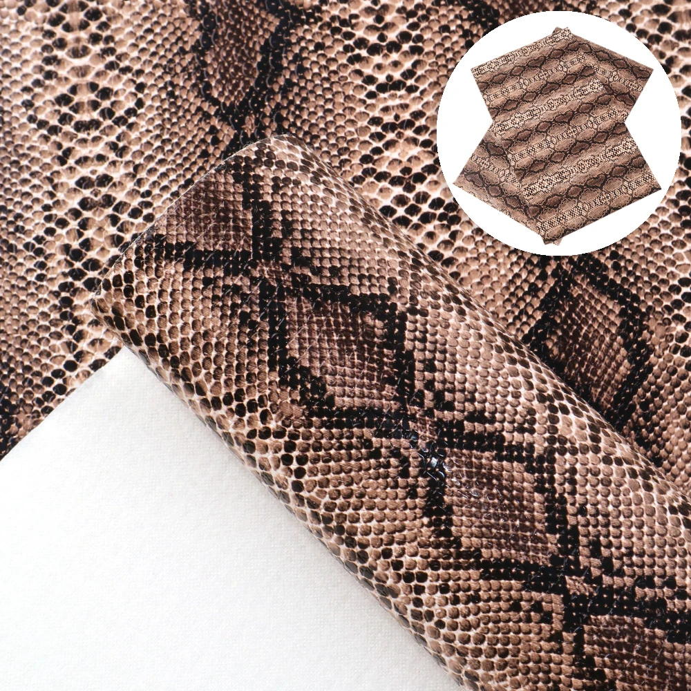1094935015 david angie 20*34cm Snake Pattern Printed Faux Leather Sheets Synthetic Leather Fabric,DIY handmade materials,1Yc8125 - Цвет: 1094935015