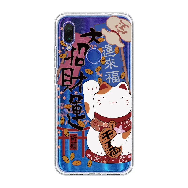 Кои вишня в цвету Lucky Cat для Xiaomi mi Red mi Note 5, 6, 7, 8, 9, lite Pro Plus мягкий TPU Crystal тонкий защитный прозрачный чехол - Цвет: 3