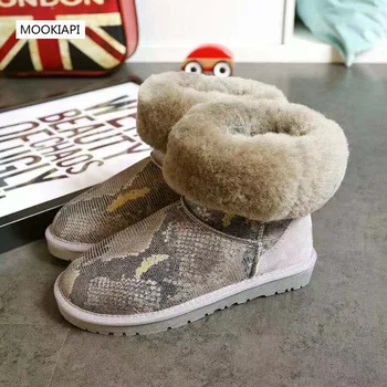 

China's top quality women's shoes in 2019, real sheepskin, 100% natural wool, free delivery, women's snow boots in the middle