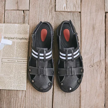 

2020 New Mens Sandals Outdoor Hook & Loop Sport Shoes Mens Big Size 38-47 Men Summer Shoes Black Mens Roman Sandals Luxury Brand