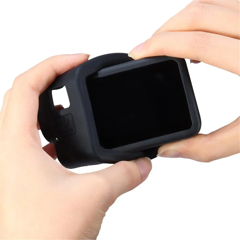 Силиконовый защитный чехол-рамка для GoPro Hero 8, черный корпус для спортивной камеры, аксессуары с ремешком на запястье
