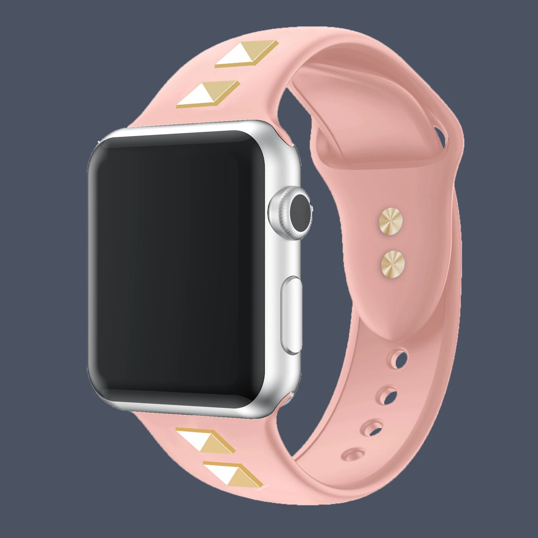 Силиконовый ремешок для apple watch, 4 ремешка, 44 мм, iwatch, 42 мм, 40 мм, correa, 38 мм, две заклепки в стиле панк, аксессуары для apple watch 5, 4, 3