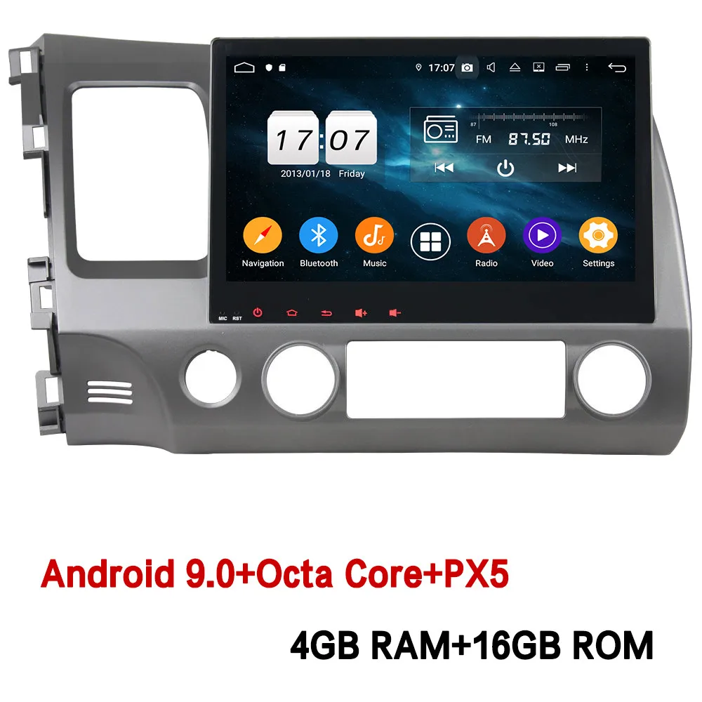 4GB RAM x 16GB ROM Klyde 10," ips 4G wifi Android 9,0 Восьмиядерный 4 Гб ОЗУ 64 Гб ПЗУ DSP BT автомобильный dvd-плеер радио gps ГЛОНАСС для Honda Civic 2006-2011 - Цвет: 4GB RAM x 16GB ROM