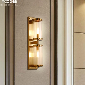 

Modern crystal wall lamp creative barthroom bedroom bedside lamp Nordic living room aisle lighting led bulbs light fixture